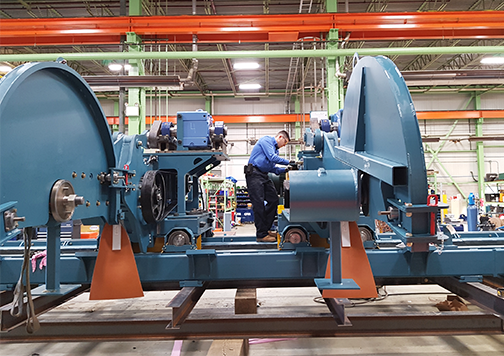 Man working on industrial equipment